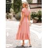 image:imagePRETTYGARDEN Womens Dresses 2026 Summer Maxi Dress Boho Short Sleeve V Neck Swiss Dot Ruffle Tiered Smocked Flowy Long DressZ02pink
