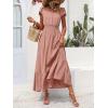 image:imagePRETTYGARDEN Womens Dresses 2026 Summer Maxi Dress Boho Short Sleeve V Neck Swiss Dot Ruffle Tiered Smocked Flowy Long DressZ02pink