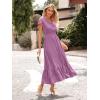 image:imagePRETTYGARDEN Womens Dresses 2026 Summer Maxi Dress Boho Short Sleeve V Neck Swiss Dot Ruffle Tiered Smocked Flowy Long DressZ02purple