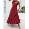 image:imagePRETTYGARDEN Womens Dresses 2026 Summer Maxi Dress Boho Short Sleeve V Neck Swiss Dot Ruffle Tiered Smocked Flowy Long DressZ02red