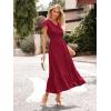 image:imagePRETTYGARDEN Womens Dresses 2026 Summer Maxi Dress Boho Short Sleeve V Neck Swiss Dot Ruffle Tiered Smocked Flowy Long DressZ02red