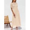 image:imagePRETTYGARDEN Womens Eyelet Cover Up Dress 2026 Summer Vacation Resort Maxi Dresses Beach Short Sleeve Hollow Out SundressApricot