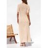 image:imagePRETTYGARDEN Womens Eyelet Cover Up Dress 2026 Summer Vacation Resort Maxi Dresses Beach Short Sleeve Hollow Out SundressApricot
