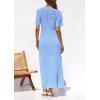 image:imagePRETTYGARDEN Womens Eyelet Cover Up Dress 2026 Summer Vacation Resort Maxi Dresses Beach Short Sleeve Hollow Out SundressLight Blue