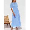 image:imagePRETTYGARDEN Womens Eyelet Cover Up Dress 2026 Summer Vacation Resort Maxi Dresses Beach Short Sleeve Hollow Out SundressLight Blue