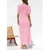 image:imagePRETTYGARDEN Womens Eyelet Cover Up Dress 2026 Summer Vacation Resort Maxi Dresses Beach Short Sleeve Hollow Out SundressPink