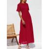 image:imagePRETTYGARDEN Womens Eyelet Cover Up Dress 2026 Summer Vacation Resort Maxi Dresses Beach Short Sleeve Hollow Out SundressRed