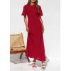 image:imagePRETTYGARDEN Womens Eyelet Cover Up Dress 2026 Summer Vacation Resort Maxi Dresses Beach Short Sleeve Hollow Out SundressRed