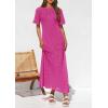 image:imagePRETTYGARDEN Womens Eyelet Cover Up Dress 2026 Summer Vacation Resort Maxi Dresses Beach Short Sleeve Hollow Out SundressRose Red