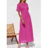 image:imagePRETTYGARDEN Womens Eyelet Cover Up Dress 2026 Summer Vacation Resort Maxi Dresses Beach Short Sleeve Hollow Out SundressRose Red