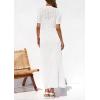 image:imagePRETTYGARDEN Womens Eyelet Cover Up Dress 2026 Summer Vacation Resort Maxi Dresses Beach Short Sleeve Hollow Out SundressWhite
