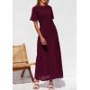 image:imagePRETTYGARDEN Womens Eyelet Cover Up Dress 2026 Summer Vacation Resort Maxi Dresses Beach Short Sleeve Hollow Out SundressWine Red