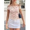 image:imagePRETTYGARDEN Womens Off The Shoulder Tops 2026 Summer Y2K Clothes Going Out Shirts Ruched Tank Top Date Night OutfitsFloral Beige Pink