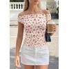 image:imagePRETTYGARDEN Womens Off The Shoulder Tops 2026 Summer Y2K Clothes Going Out Shirts Ruched Tank Top Date Night OutfitsFloral Beige Pink