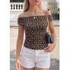 image:imagePRETTYGARDEN Womens Off The Shoulder Tops 2026 Summer Y2K Clothes Going Out Shirts Ruched Tank Top Date Night OutfitsFloral Black Orange