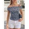 image:imagePRETTYGARDEN Womens Off The Shoulder Tops 2026 Summer Y2K Clothes Going Out Shirts Ruched Tank Top Date Night OutfitsFloral Black Purple