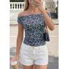 image:imagePRETTYGARDEN Womens Off The Shoulder Tops 2026 Summer Y2K Clothes Going Out Shirts Ruched Tank Top Date Night OutfitsFloral Black Purple