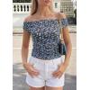 image:imagePRETTYGARDEN Womens Off The Shoulder Tops 2026 Summer Y2K Clothes Going Out Shirts Ruched Tank Top Date Night OutfitsFloral Black Purple