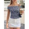 image:imagePRETTYGARDEN Womens Off The Shoulder Tops 2026 Summer Y2K Clothes Going Out Shirts Ruched Tank Top Date Night OutfitsFloral Black Purple