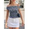 image:imagePRETTYGARDEN Womens Off The Shoulder Tops 2026 Summer Y2K Clothes Going Out Shirts Ruched Tank Top Date Night OutfitsFloral Black Purple