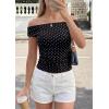 image:imagePRETTYGARDEN Womens Off The Shoulder Tops 2026 Summer Y2K Clothes Going Out Shirts Ruched Tank Top Date Night OutfitsPolka Dot Black White