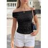 image:imagePRETTYGARDEN Womens Off The Shoulder Tops 2026 Summer Y2K Clothes Going Out Shirts Ruched Tank Top Date Night OutfitsPolka Dot Black White