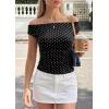 image:imagePRETTYGARDEN Womens Off The Shoulder Tops 2026 Summer Y2K Clothes Going Out Shirts Ruched Tank Top Date Night OutfitsPolka Dot Black White