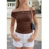 image:imagePRETTYGARDEN Womens Off The Shoulder Tops 2026 Summer Y2K Clothes Going Out Shirts Ruched Tank Top Date Night OutfitsPolka Dot Brown Beige