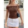 image:imagePRETTYGARDEN Womens Off The Shoulder Tops 2026 Summer Y2K Clothes Going Out Shirts Ruched Tank Top Date Night OutfitsPolka Dot Brown Beige