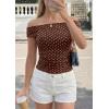 image:imagePRETTYGARDEN Womens Off The Shoulder Tops 2026 Summer Y2K Clothes Going Out Shirts Ruched Tank Top Date Night OutfitsPolka Dot Brown Beige