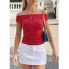 image:imagePRETTYGARDEN Womens Off The Shoulder Tops 2026 Summer Y2K Clothes Going Out Shirts Ruched Tank Top Date Night OutfitsPolka Dot Red White