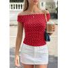 image:imagePRETTYGARDEN Womens Off The Shoulder Tops 2026 Summer Y2K Clothes Going Out Shirts Ruched Tank Top Date Night OutfitsPolka Dot Red White