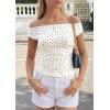 image:imagePRETTYGARDEN Womens Off The Shoulder Tops 2026 Summer Y2K Clothes Going Out Shirts Ruched Tank Top Date Night OutfitsPolka Dot White Black