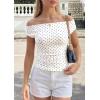 image:imagePRETTYGARDEN Womens Off The Shoulder Tops 2026 Summer Y2K Clothes Going Out Shirts Ruched Tank Top Date Night OutfitsPolka Dot White Black