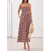 image:imagePRETTYGARDEN Womens Polka Dot Dress 2026 Summer Spaghetti Strap Smocked Sundress Beach Vacation Wedding Guest Midi DressesBrown