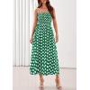 image:imagePRETTYGARDEN Womens Polka Dot Dress 2026 Summer Spaghetti Strap Smocked Sundress Beach Vacation Wedding Guest Midi DressesGreen