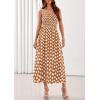 image:imagePRETTYGARDEN Womens Polka Dot Dress 2026 Summer Spaghetti Strap Smocked Sundress Beach Vacation Wedding Guest Midi DressesKhaki