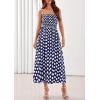 image:imagePRETTYGARDEN Womens Polka Dot Dress 2026 Summer Spaghetti Strap Smocked Sundress Beach Vacation Wedding Guest Midi DressesNavy Blue