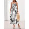 image:imagePRETTYGARDEN Womens Polka Dot Dress 2026 Summer Spaghetti Strap Smocked Sundress Beach Vacation Wedding Guest Midi DressesWhite