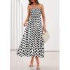 image:imagePRETTYGARDEN Womens Polka Dot Dress 2026 Summer Spaghetti Strap Smocked Sundress Beach Vacation Wedding Guest Midi DressesWhite