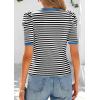 image:imagePRETTYGARDEN Womens Puff Short Sleeve Summer Tops 2026 Casual Ribbed Knit Work Basic Tees Crewneck Spring Striped T ShirtsBlack