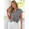 image:imagePRETTYGARDEN Womens Short Sleeve Shirts Plaid Button Down Blouse Dressy Casual 2026 Summer Spring Business Gingham Work TopsBlack