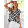 image:imagePRETTYGARDEN Womens Short Sleeve Shirts Plaid Button Down Blouse Dressy Casual 2026 Summer Spring Business Gingham Work TopsBlack