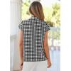 image:imagePRETTYGARDEN Womens Short Sleeve Shirts Plaid Button Down Blouse Dressy Casual 2026 Summer Spring Business Gingham Work TopsBlack