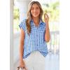 image:imagePRETTYGARDEN Womens Short Sleeve Shirts Plaid Button Down Blouse Dressy Casual 2026 Summer Spring Business Gingham Work TopsBlue