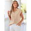 image:imagePRETTYGARDEN Womens Short Sleeve Shirts Plaid Button Down Blouse Dressy Casual 2026 Summer Spring Business Gingham Work TopsBrown