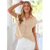 image:imagePRETTYGARDEN Womens Short Sleeve Shirts Plaid Button Down Blouse Dressy Casual 2026 Summer Spring Business Gingham Work TopsBrown