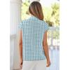 image:imagePRETTYGARDEN Womens Short Sleeve Shirts Plaid Button Down Blouse Dressy Casual 2026 Summer Spring Business Gingham Work TopsGrey Blue