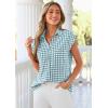 image:imagePRETTYGARDEN Womens Short Sleeve Shirts Plaid Button Down Blouse Dressy Casual 2026 Summer Spring Business Gingham Work TopsGrey Blue