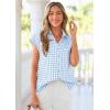 image:imagePRETTYGARDEN Womens Short Sleeve Shirts Plaid Button Down Blouse Dressy Casual 2026 Summer Spring Business Gingham Work TopsLight Blue